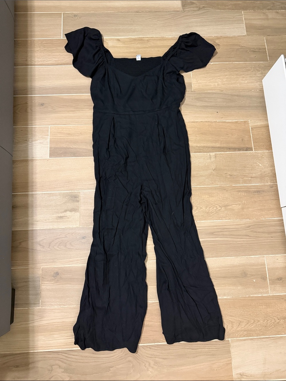 Old Navy Black Puff-Sleeve Wide-Leg Jumpsuit